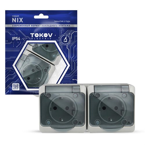 Розетка 2-м ОП Nix 16А IP54 250В с заземл. с прозр. крышкой сер. TOKOV ELECTRIC TKE-NX-R2Z-C06T-IP54 1712878 - фото 16744421