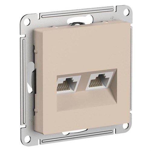 Розетка компьютерная 2-м AtlasDesign RJ45+RJ45 кат.5E механизм песочн. SE ATN001285 1712781 - фото 16744499