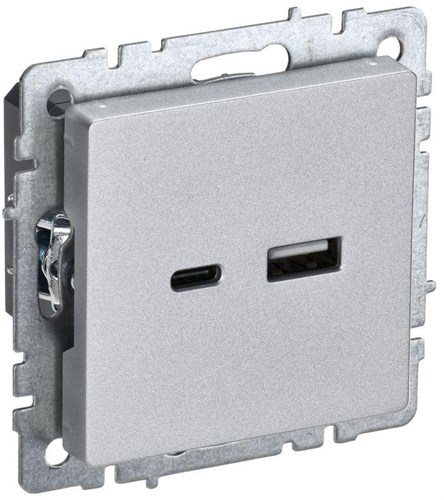 Розетка BRITE USB A+C 18Вт РЮ11-1-БрА механизм алюм. IEK BR-U22-018-K47 1679770 - фото 16744568