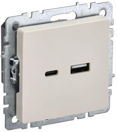 Розетка BRITE USB A+C 18Вт РЮ11-1-БрКр механизм беж. IEK BR-U22-018-K10 1679752 - фото 16744605