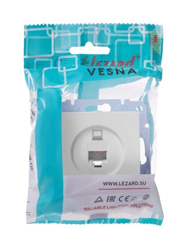 Розетка компьютерная 1-м СП Vesna механизм бел. LEZARD 742-0288-139 1633885 - фото 16744646