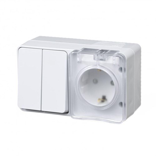 Блок ОП AtlasDesign Profi54 (розетка 16А 250В с заземл. защ. шторки + 2-кл. выкл. 10А) IP54 бел. SE ATN540174 1616141 - фото 16744766