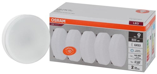 Лампа светодиодная LED Value LVGX5375 10SW/865 10Вт GX53 230В 2х5 RU (уп.5шт) OSRAM 4058075584204 1459996 - фото 16745153