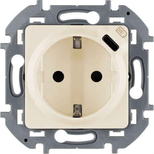 Розетка 1-м СП Inspiria 16А IP20 250В 2P+E немецк. стандарт с заряд. устройством USB тип C 1.5А 5В механизм сл. кость Leg 673771 1445266 - фото 16745165