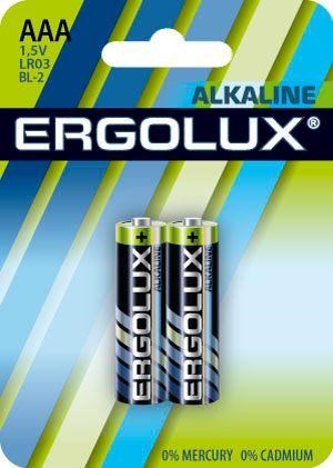 Элемент питания алкалиновый AAA/LR03 1.5В Alkaline BL-2 (блист.2шт) Ergolux 11743 477257 - фото 16745865