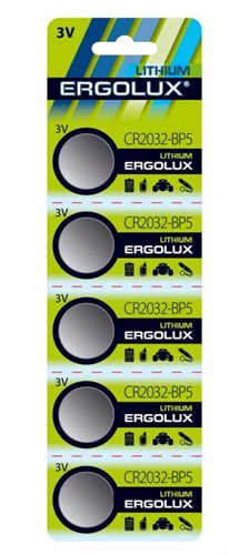 Элемент питания литиевый CR2032 BL-5 3В (блист.5шт) Ergolux 12051 477273 - фото 16745876