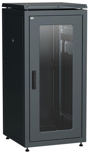 Шкаф сетевой 19дюйм LINEA N 24U 600х600мм стеклянная передняя дверь задняя металлическая черн. ITK LN05-24U66-GM 1215083 - фото 16745909
