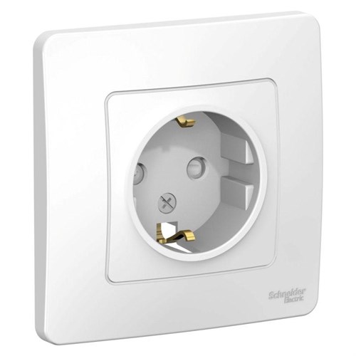 Розетка 1-м СП Blanca 16А IP20 250В с заземл. защ. шторки бел. SE BLNRS001111 1210261 - фото 16745944