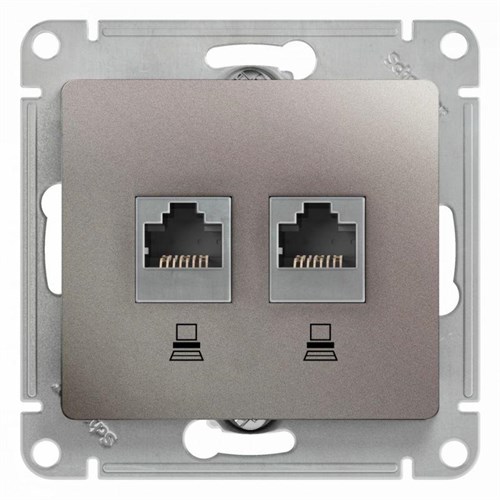 Розетка компьютерная 2-м Glossa RJ45 кат.5E механизм платина SE GSL001285KK 463601 - фото 16745959