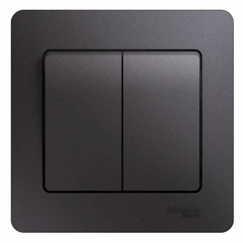 Выключатель 2-кл. СП Glossa 10А IP20 (сх. 5) 10AX в сборе графит SE GSL001352 454367 - фото 16746021