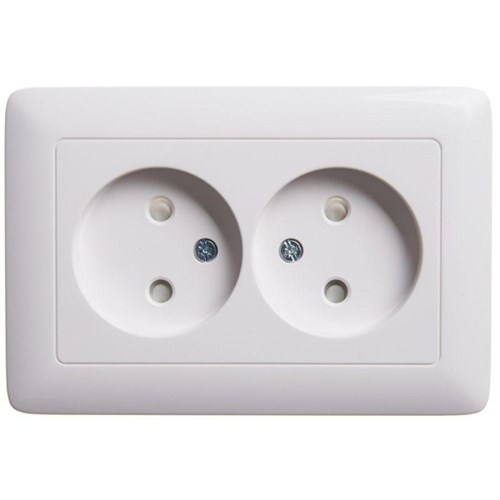 Розетка 2-м СП Хит 16А IP20 без заземл. защ. шторки бел. SE RS16-230-B 1193379 - фото 16746064