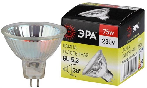 Лампа галогенная GU5.3-JCDR (MR16) -75W-230V-Cl ЭРА C0027366 416084 - фото 16746134