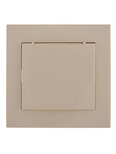 Розетка 1-м СП Rain с заземл. с защ. крышкой керамика крем. LEZARD 703-0303-123 388713 - фото 16746295