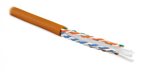 Кабель витая пара U/UTP кат.6 4х2х23AWG solid LSZH нг(А)-HF UUTP4-C6-S23-IN-LSZH-OR-305 оранж. (м) Hyperline 47461 296845 - фото 16746439