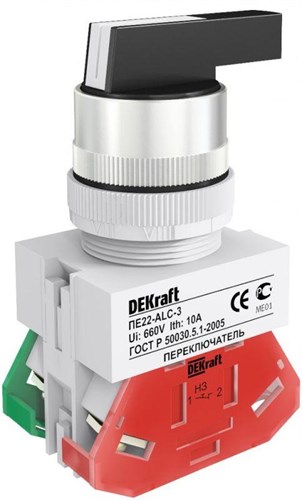 Переключатель на 3 положения I-O-II ПЕ-22 с фиксацией удлинен. ручка DEKraft 25056DEK 1113598 - фото 16746440