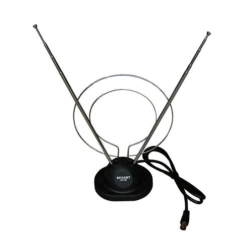 Антенна ТВ комнатная RX-100 телескопич. на подставке с кольцом VHF; UHF 47-860MHz REXANT 34-0100 293161 - фото 16746462