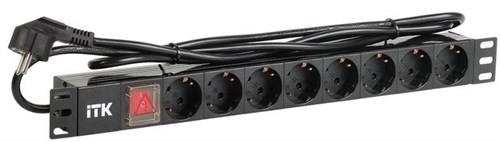 Блок розеток 8 мест PDU (немец. станд.) PH12-8D1-P 19дюймов DIN49440 с LED выкл. ПВХ 1U шнур 2м ITK PH12-8D1-P 292379 - фото 16746469