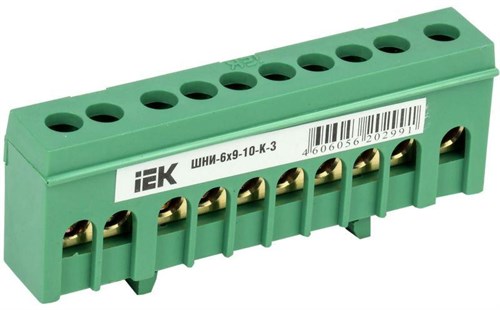 Шина PE "земля" в корп. изол. на DIN-рейку ШНИ-6х9-10-К-З IEK YNN10-69-10KD-K06 269287 - фото 16746578