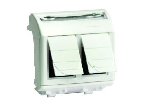 Розетка компьютерная 2-м СП 2мод. Brava RJ45 кат.5E бел. DKC 76656B 223487 - фото 16746651