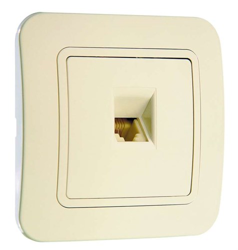 Розетка телефонная 1-м СП Lillium 16А IP20 евро стандарт крем./крем. Makel 70214 244566 - фото 16746717