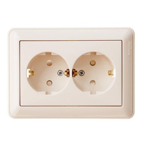 Розетка 2-м СП W59 16А IP20 с заземл. защ. шторки в сборе сл. кость SE RS16-255-28 101725 - фото 16747131