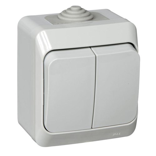 Выключатель 2-кл. ОП Этюд 10А IP44 10AX сер. SE BA10-042C 97303 - фото 16747175