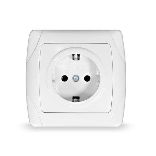 Розетка 1-м СП Маргарита 16А IP20 с заземл. бел. UNIVersal М0028 84925 - фото 16747396