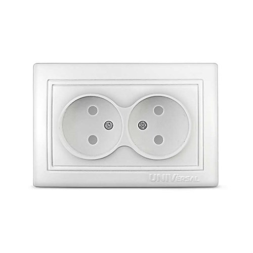 Розетка 2-м СП Севиль 16А IP22 без заземл. защ. шторки бел. UNIVersal С0048 385128 - фото 16747620