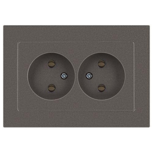 Розетка Accent 6-204-09 2х2P 16А-250В IP20 СУ AL/CU титан Intro Б0063433 1931488 - фото 16747890