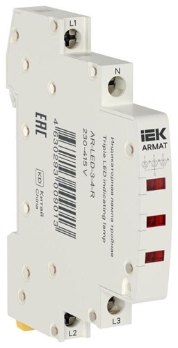 Лампа индикаторная тройная LED 230-415В AC красн. ARMAT IEK AR-LED-3-4-R 1927972 - фото 16747904