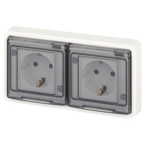 Розетка Эксперт 11-2524-01 2х2P+E гориз. IP55 шторки 16А-250В СУ бел. Эра Б0063254 1871644 - фото 16748090