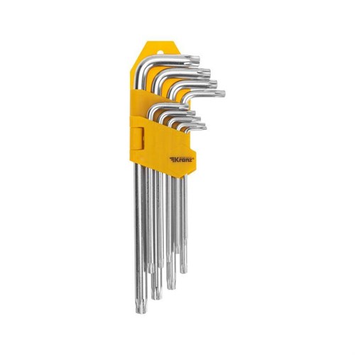 Набор ключей имбусовых Tamper-Torx 9шт ТТ10-ТТ50 закаленные удлиненные никель Kranz KR-12-5221 1788649 - фото 16748222