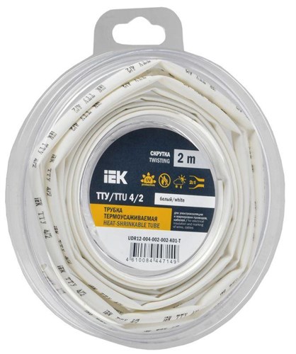 Трубка термоусадочная ТТУ нг-LS 4/2 бел. (уп.2м) IEK UDR12-004-002-002-K01-T 1777078 - фото 16748397