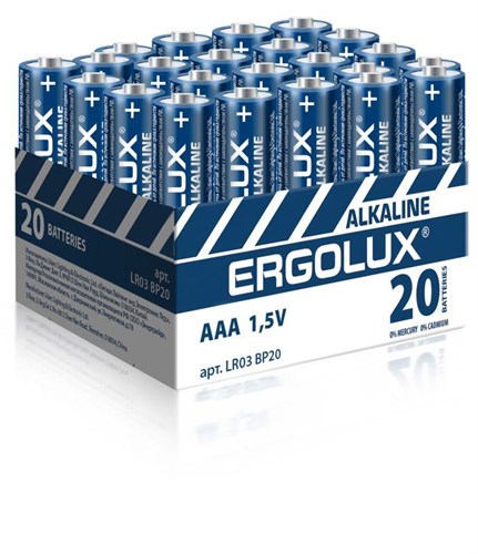 Элемент питания алкалиновый AAA/LR03 1.5В Alkaline BP-20 ПРОМО (уп.20шт) Ergolux 14674 1696502 - фото 16748597