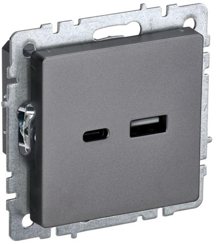 Розетка BRITE USB A+C 18Вт РЮ11-1-БрС механизм сталь IEK BR-U22-018-K46 1679776 - фото 16748645
