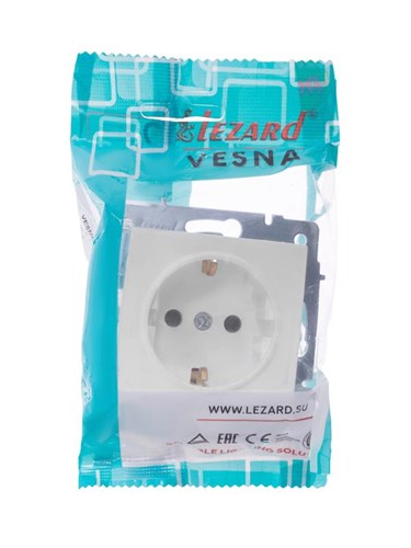Розетка 1-м СП Vesna с заземл. защ. шторки ПБТ механизм бел. LEZARD 742-0288-124B 1633922 - фото 16748677