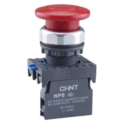 Кнопка "Грибок" NP8-11M/14 d40мм 1НО+1НЗ IP65 с самовозвратом красн. (R) CHINT 667265 1612105 - фото 16748846