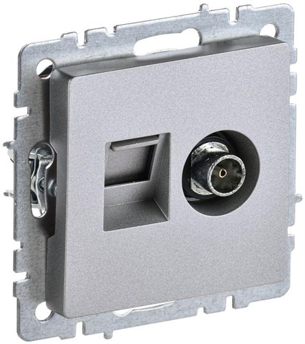Розетка компьютерная + телевизионная 2-м Brite РТВ/РК12-БрА RJ45 кат.5E + TV механизм алюм. IEK BR-AK20-1-K47 1617395 - фото 16748856