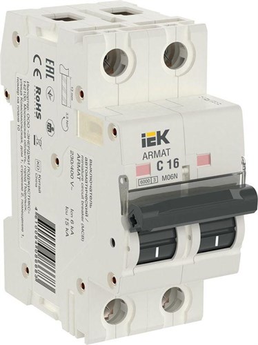 Выключатель автоматический модульный 2п C 16А M06N ARMAT IEK AR-M06N-2-C016 1596876 - фото 16749001