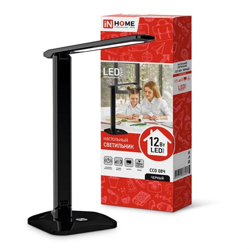 Светильник настольный светодиодный ССО 08Ч 12Вт 3000-6500К 600лм сенсор-диммер с адаптером черн. IN HOME 4690612036564 1513238 - фото 16749107