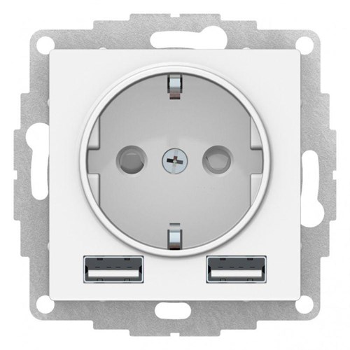 Розетка 1-м СП AtlasDesign 16А IP20 с 2-мя заряд. устройствами USB тип A+A 5В/2.4А 2х5В/1.2А механизм бел. SE ATN000130 1333028 - фото 16749317