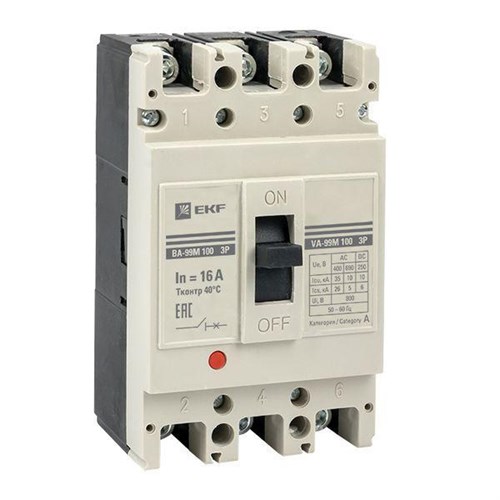 Выключатель автоматический 3п 100/16А 35кА ВА-99М PROxima EKF mccb99-100-16m 1257906 - фото 16749706