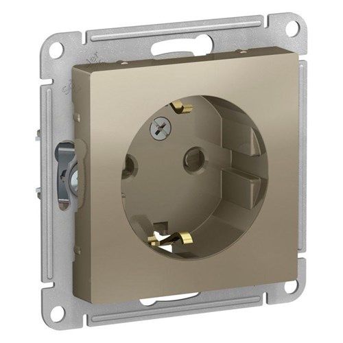 Розетка 1-м СП AtlasDesign 16А IP20 с заземл. защ. шторки механизм шампань SE ATN000545 1240328 - фото 16749772