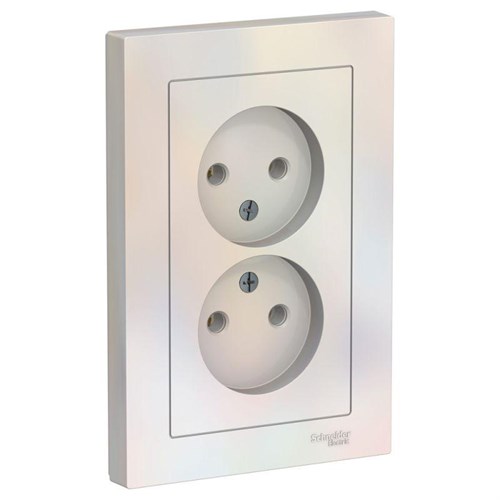 Розетка 2-м СП AtlasDesign 16А IP20 без заземл. в сборе жемчуж. SE ATN000420 1240272 - фото 16749819