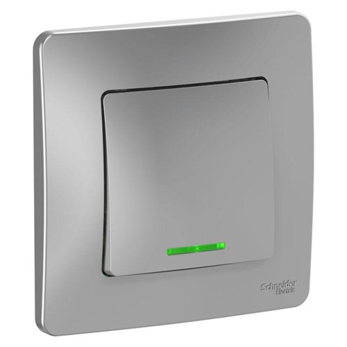 Выключатель 1-кл. СП Blanca 10А IP20 (сх. 1) 250В с подсветкой алюм. SE BLNVS010113 1210320 - фото 16749964