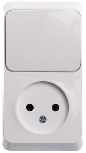 Блок ОП Этюд (1-м розетка без заземл. + 1-кл. выкл.) бел. SE BPA16-204B 463945 - фото 16749997