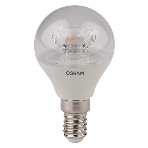 Лампа светодиодная LED STAR CLASSIC P 40 5.4W/830 5.4Вт шар прозрачная 3000К тепл. бел. E14 470лм 220-240В пластик. OSRAM 4052899971622 431052 - фото 16750095