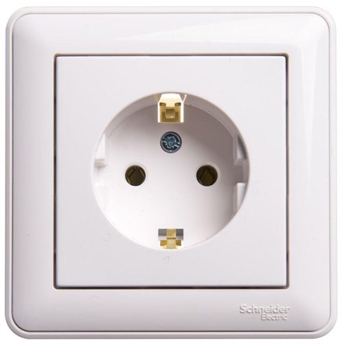 Розетка 1-м СП W59 16А IP20 с заземл. без защ. шторок бел. SE RS16-154-18 1193363 - фото 16750100