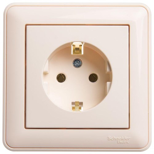 Розетка 1-м СП W59 16А IP20 с заземл. без защ. шторок сл. кость SE RS16-154-28 1193362 - фото 16750101