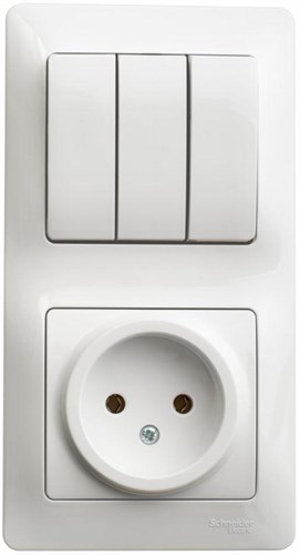 Блок комбинированный Glossa (розетка + 3-кл. выкл.) бел. SE GSL000176 400533 - фото 16750314